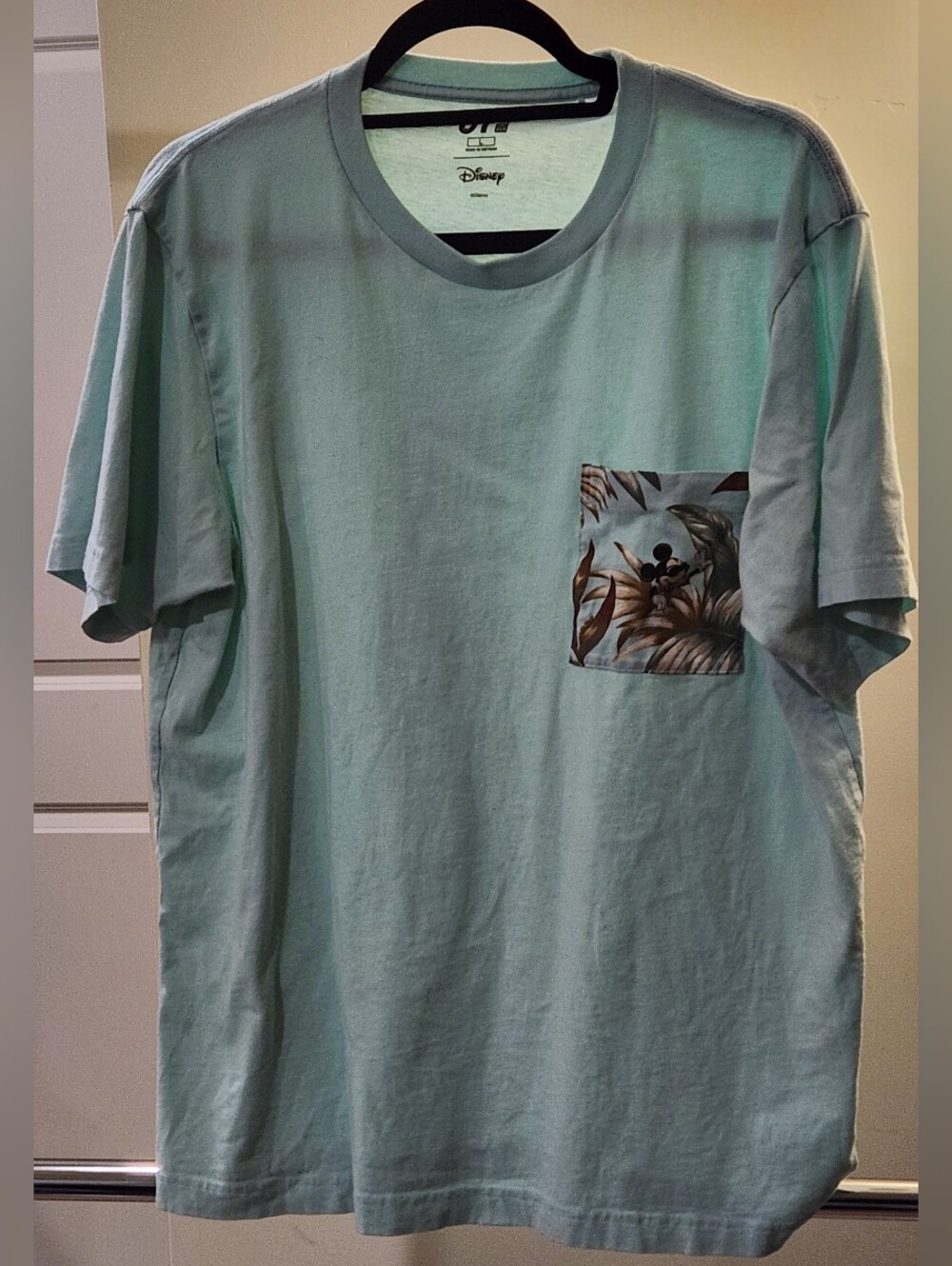 Cotton t-shirt, Uniqlo x Disney Mickey Mouse tropical graphic tee